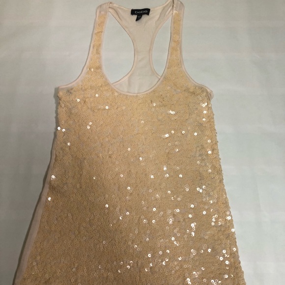 bebe Tops - Peach Bebe Sequined Racerback tank.
